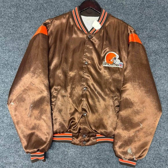NFL Other - Vintage 90s Cleveland Browns NFL Paint Splatter Satin Bomber Jacket Mens L
